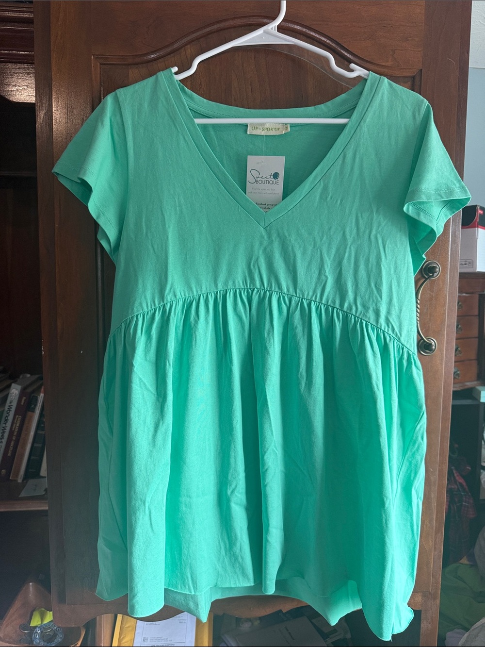 JS Boutique Mint Green V-Neck Babydoll Tunic